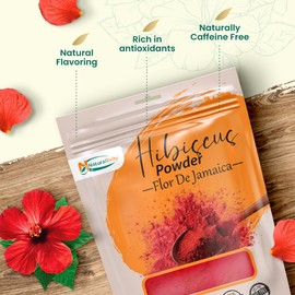 NaturalEvity Hibiscus Powder - Natural and Premium Quality - For Hair, Face, and Skin - Perfect For Food and Drinks - Caffeine-free, No Additives (8 oz.)
