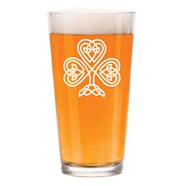 16 oz Beer Pint Glass Celtic Clover Shamrock