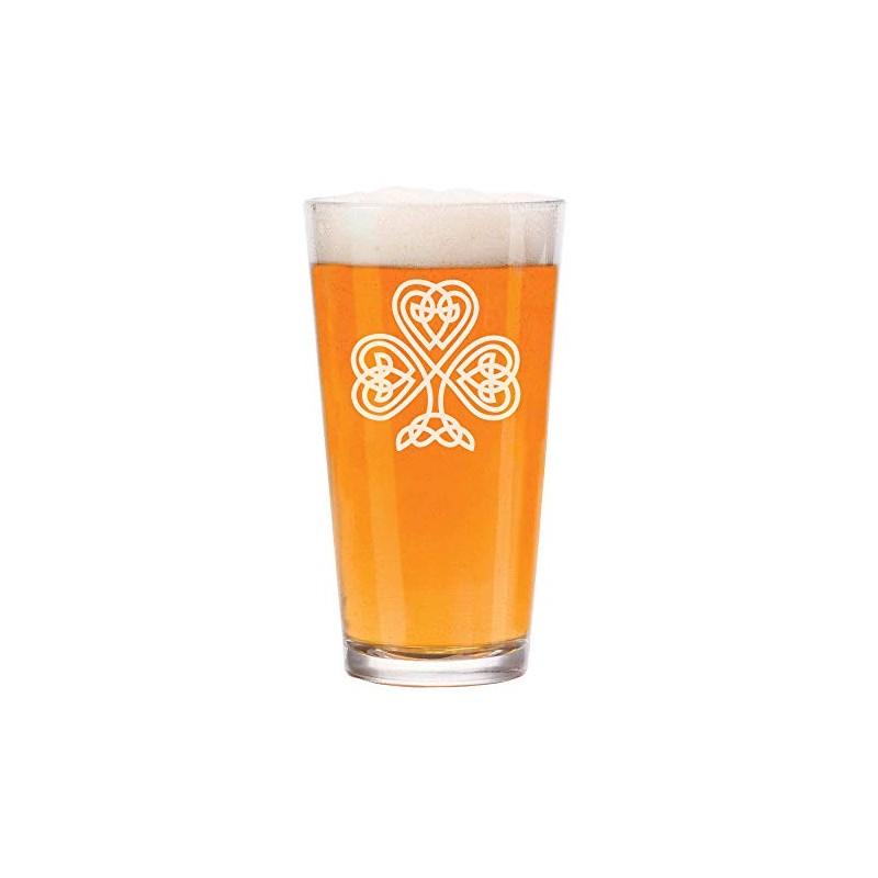 16 oz Beer Pint Glass Celtic Clover Shamrock
