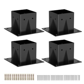 4x4'' Post Brackets for Wood Posts, 4PCS Heavy Duty Woodworks DIY Post Base Kit Easy Installation for Gazebos, Patio Pergolas, Log Cabin (Inner Size 3.6x3.6)