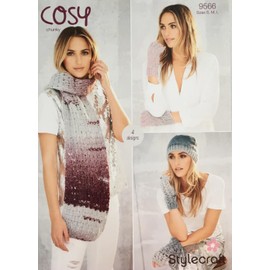 Stylecraft 9566 Adult Chunky Hat Gloves Scarf Knitting Pattern