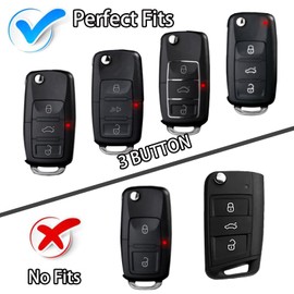 WORCAS Silver Pattern Soft TPU 360 Degree Protection Key Case Compatible with Volkswagen Jetta Golf Polo MK8 Passat Tiguan Beetle 3 Button Key Cover(Silver-White)