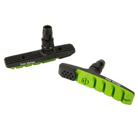 Box Three 70 Millimeters BMX Brake Pads Matte Black w/Pad Printing Body, Dual Compound Rubber Pad & Pivoting Posts | Green