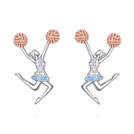 Cheerleader Earrings 925 Sterling Silver Cheerleader Jewellery Cheer Accessories Birthday Gifts for Cheerleading Lovers, Sterling Silver