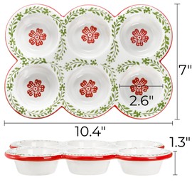 Hiceeden 2 Pack Ceramic Muffin Pans, 6 Cup Non-Stick Muffin Tin Cupcake Pan, Floral Baking Pans with Red Rim for Puddings, Muffins, Cakes, Quiches, Brownies