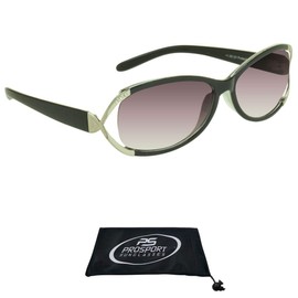 proSPORT Reading Sun Glasses +2.00 Tinted Smoke Lens Black frame with Silver with Rhinestones for Women