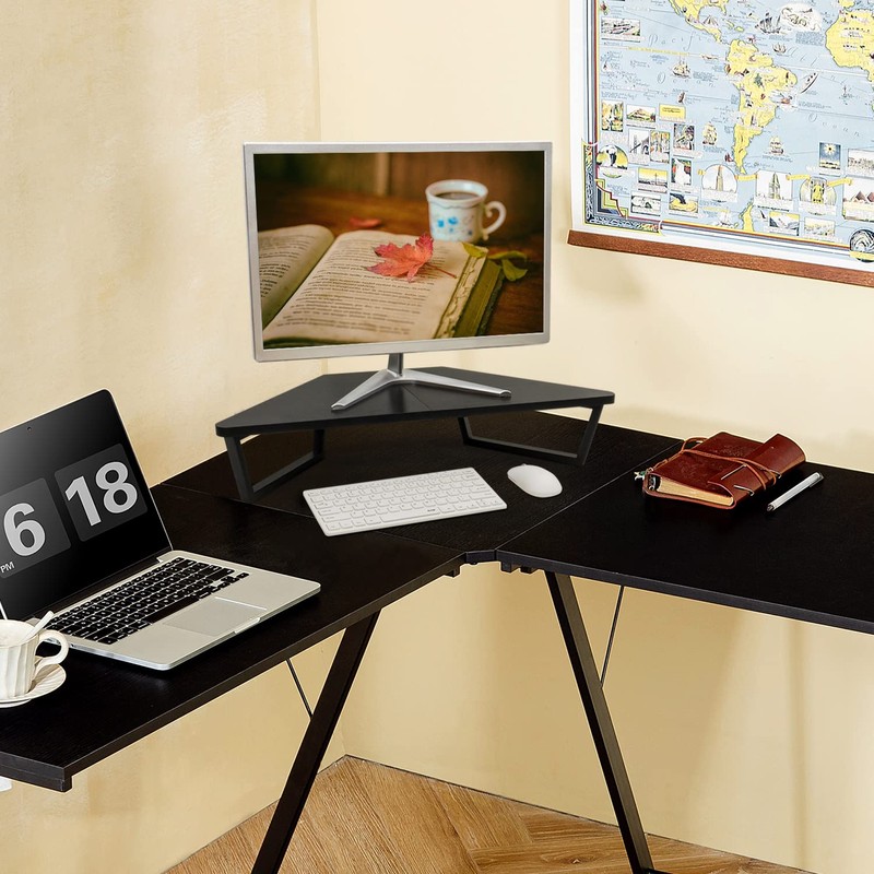 TEAMIX 26 inch Triangle Monitor Stand Riser, Desktop Corner Shelf