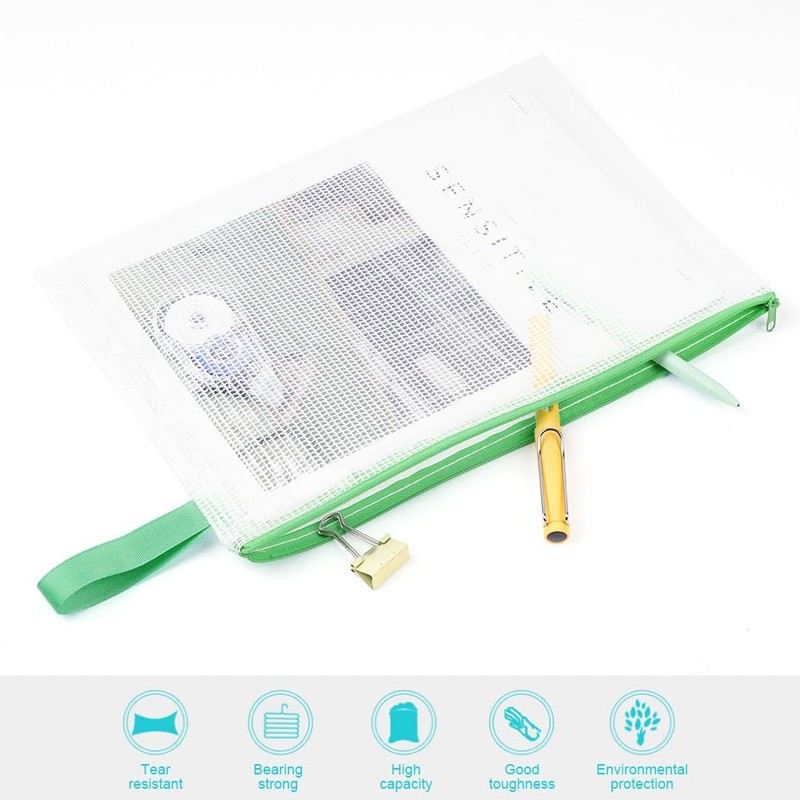 OFFCUP Document Bag A5, Pack of 5 Waterproof Zip Pockets,