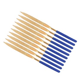 CoCud Diamond Coated Needle File, | 5mm Shank 180mm Length|, Titanium Coated Flat Point Files Sharpening Tool - (Applications: for Metal Glass Stone), 10-Pieces