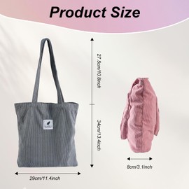 IBEQUEM Pack of 2 Corduroy Bags, Stylish Bag for Errows, Books, Documents, Lunch Box, Beautiful Large Capacity Shoulder Bag for Work, School, Travel, Shopping, Black & White