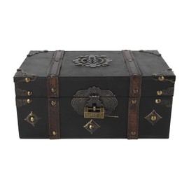 Retro Wooden Storage Box Vintage Treasure Chest Storage Box Multifunctional Decorative Box for Jewellery Certificate
