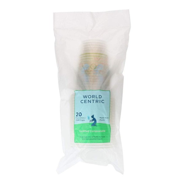 World Centric Compostable Clear 16-Ounce Cold Cups-20 pk