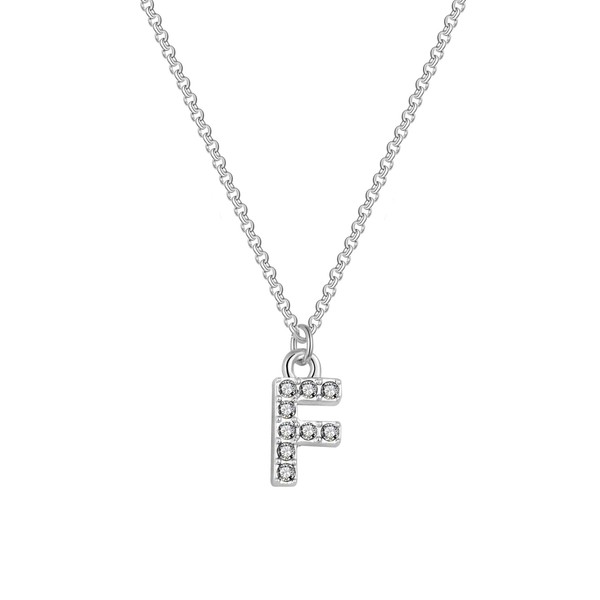 Philip Jones Pave Initial Necklace Letter F Created with Zircondia®