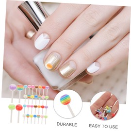 FOMIYES 50pcs Candy Color Lollipop Nail Art Charms Nail Jewelry Decorations Cute Three Creative Manicure Designs Safe for Easy Use