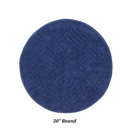 Better Trends Trier Collection 25% Cotton & 75% Polyester 30" Round Bath Rug, Blue