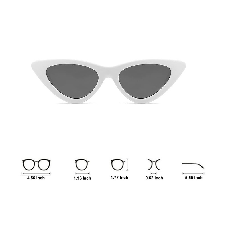 OZPYKAE Women's Vintage Cat Eye Sunglasses, Plastic Frame, Grey Lens,