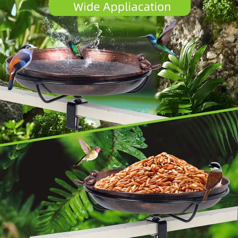 DREAMSOUL Deck Mounted Bird Bath with Adjustable Sturdy Metal Clamp,