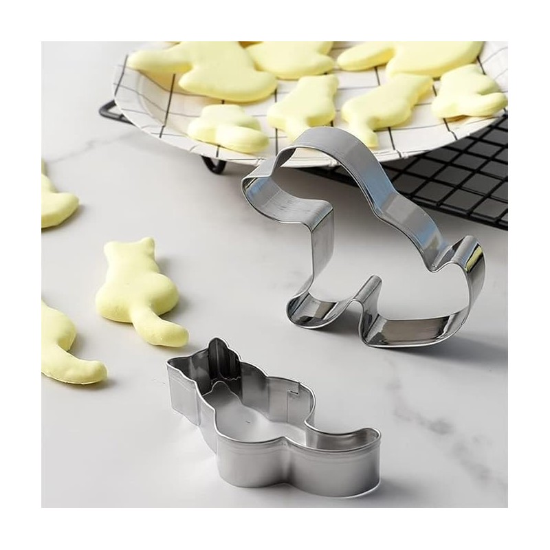 2 Pcs Silver Cookie Cutters Set Cat Dog Cookie Cutter