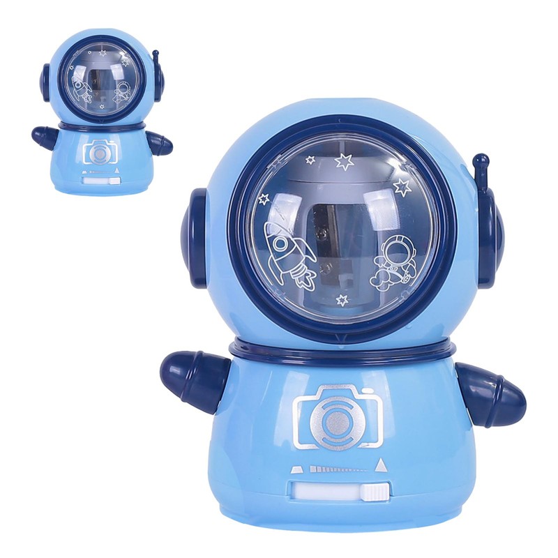 Spaceman Pencil Sharpeners Cartoon Cute Safe Flexible Electric Pencil Sharpener