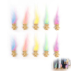 UEAVOID 10 Pieces Charming Collection Mini Troll Dolls PVC Vintage Trolls Lucky Doll Mini Action Figures School Project Crafts Party Gifts (3 cm)