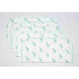 Gina's Soft Cloth Shop 1 Ply Printed Flannel Set Napkins 8x8 inches 5 Pack - Little Wipes (R) Sweet Reindeer - Proudly Made in the USA!