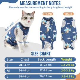 Eyein Cat Recovery Suit, Comfortable Cat Surgery Recovery Suit, Cone Collar Alternative for Female Male Cats, Kitten Onesie Pet Surgical Spay Recovery Suit for Abdominal Wound Skin Diseases(Blue,S)