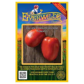 Everwilde Farms - 50 Italian Roma Heirloom Tomato Seeds - Gold Vault Jumbo Seed Packet