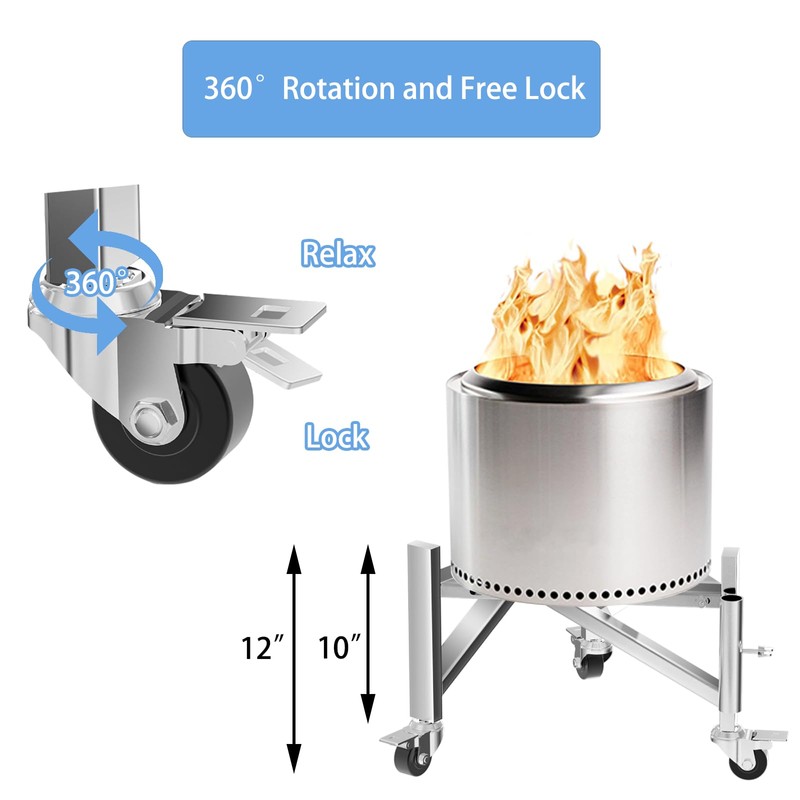Universal 15-27" Fire Pit Stand, Stainless Steel Firepit Stand for