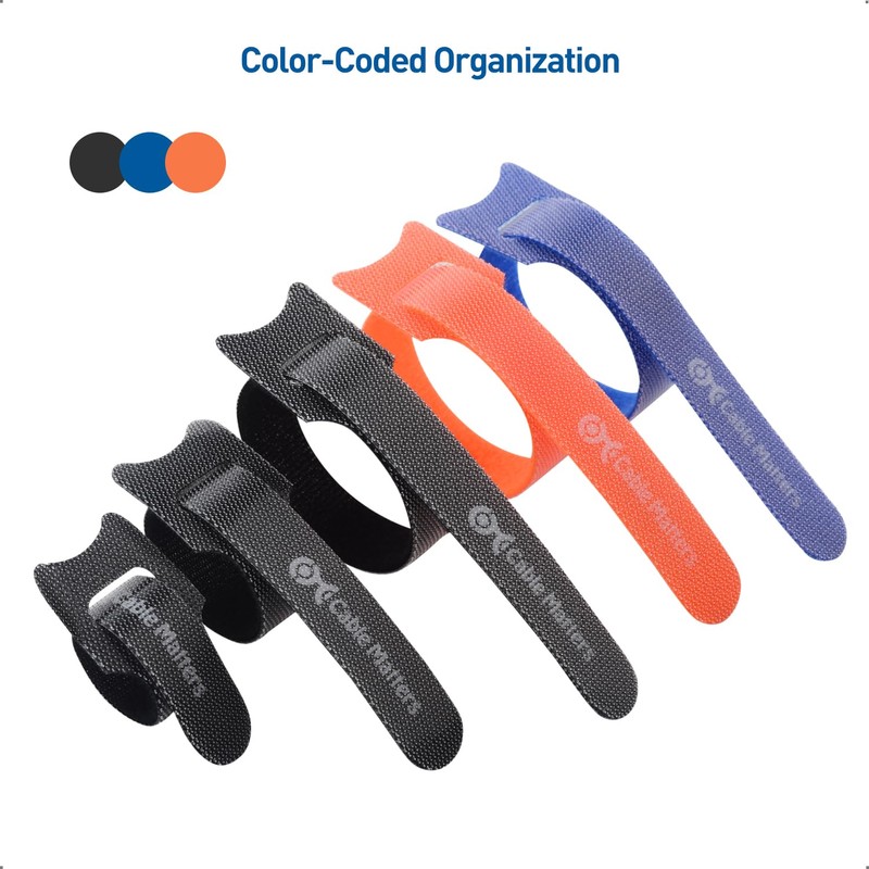 Cable Matters 100-Pack Hook-and-Loop Reusable Cable Ties (10+15+20cm), Wire Ties