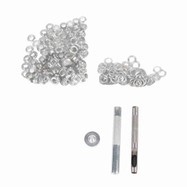 100 Sets Grommet Kit with Eyelets Washers 0.236 Inch 3PCS Installation Tools Silver Metal Grommets for Fabric Leather Clothing Tarps
