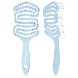 DUAIU Detangle Hair Brush Women Men, Paddle Brush with Exclusive Ultra-soft bending Bristles and Body, Hair Comb Glide Through Tangles with Ease, Curl Hairbrush for All Types-Curly Straight Wet Dry