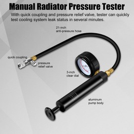 ADAFIRST Radiator Pressure Tester Kit, 18PCS Automotive Water Tank Manual Pump Pressure Test Tool and Adapters Work on Cooling System Leak Down Detection for Cars Motorcycles Trucks Airlifts, Black