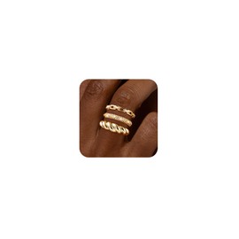koperin Dainty Stacking 3pc Thumb Rings Don't Tarnish - 14K Gold Plated Stackable CZ Ring Set Statement Chunky Rings for Women Trendy Jewelry Gift Size 6