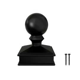 ZXNhome 2" x 2" Aluminium Alloy Ball Top Post Caps Fence Post Caps Cover Perfect, with Black Glossy Finish Powder Coated for Fence Wood Post of Decks, Garden or Corridors (1Pcs)