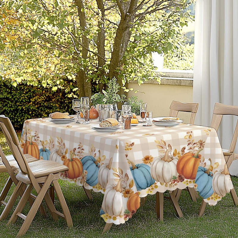 iEvery Autumn Table Cloth, Pumpkin Thanksgiving Wipeable Tablecloth Autumn Home