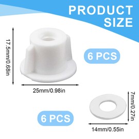 NOPKESV 6 pcs Toilet Seat Back Nut Washers Set M6 Thread Toilet Seat Bottom Replacement Toilet Hardware Replacement for Top Mounted Toilet Seat Hinges