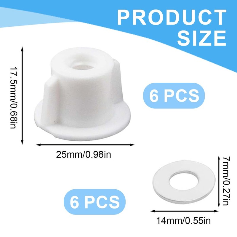 NOPKESV 6 pcs Toilet Seat Back Nut Washers Set M6