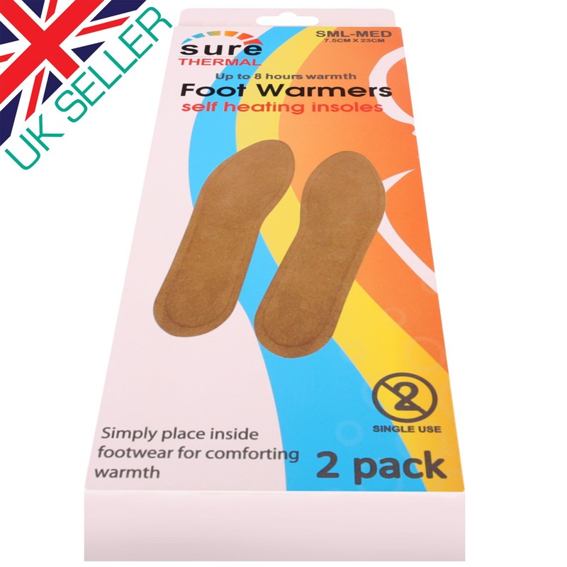 Small/Medium Foot Warmers - Instant Heat, Long-Lasting Comfort, Odor-Free, 2
