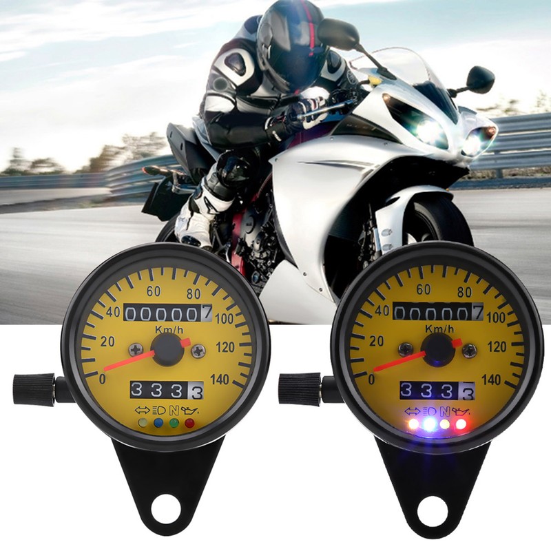 60mm Motorcycle Odometer Speedometer Gauge with Indicator Black