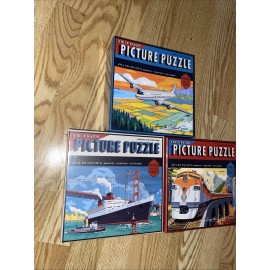 Blue Kazoo Picture Puzzle Across The Continent Series Plane Train Boat 1000 Pcs