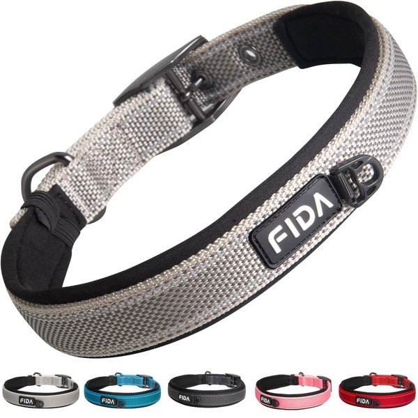 Fida Padded Dog Collar, Reflective Strong Dog Collar with Double