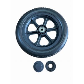 Wheelchair 12 inch Rear Wheel Assembly 12 1/2 x 2 1/4 Replacement Wheels for Manual Wheelchairs PU Foam Tire.Non-Slip Solid Tires with 12mm Bearings(1Ea,Black)