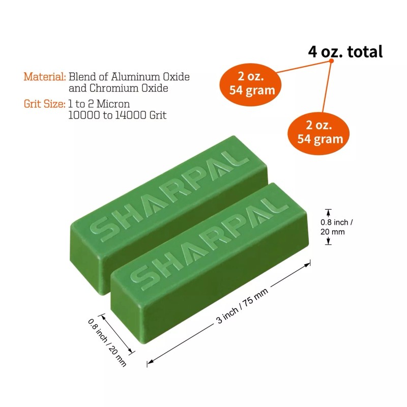 SHARPAL 2×2Oz.Green Polishing Stropping Buffing Metal Jewelry Compound Chromium Oxide