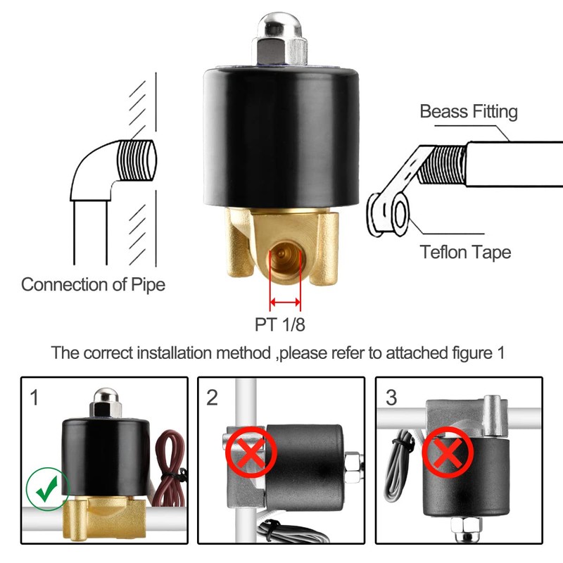Heschen Brass Electric Solenoid Valve 1/8 Inch DC 24V Direct
