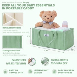 Babyfy Diaper Caddy Organizer, Stylish Nursery Storage Basket for Newborn Essentials. Perfect Baby Shower Set, Fitting Seamlessly into Diaper Stations and must-have for parenting journey (Sage Green)