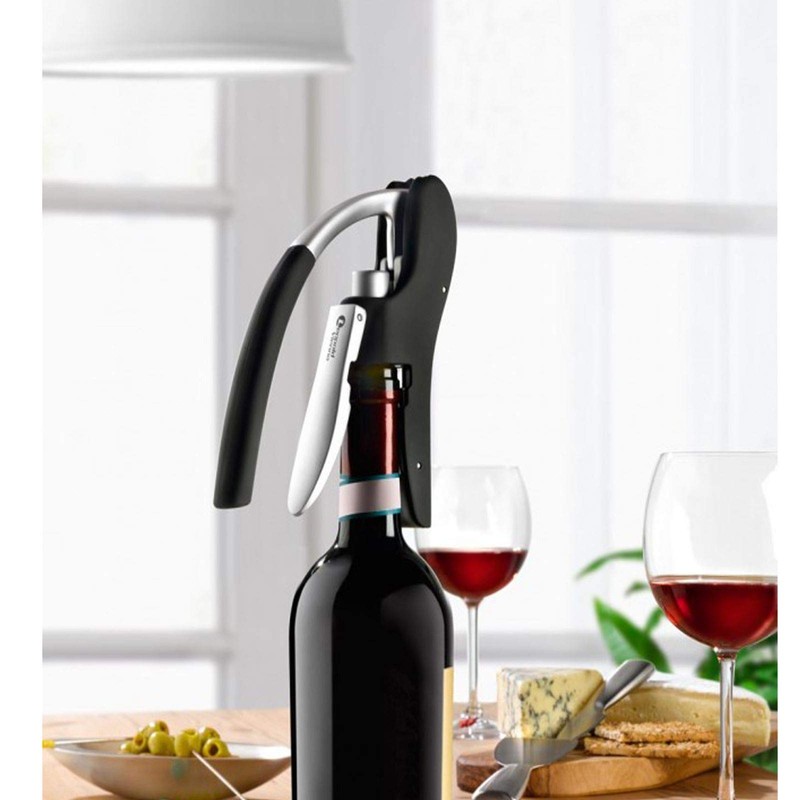 Leopold Vienna Lever Corkscrew Mini Octopus, Stainless Steel, Black, 1-Pack