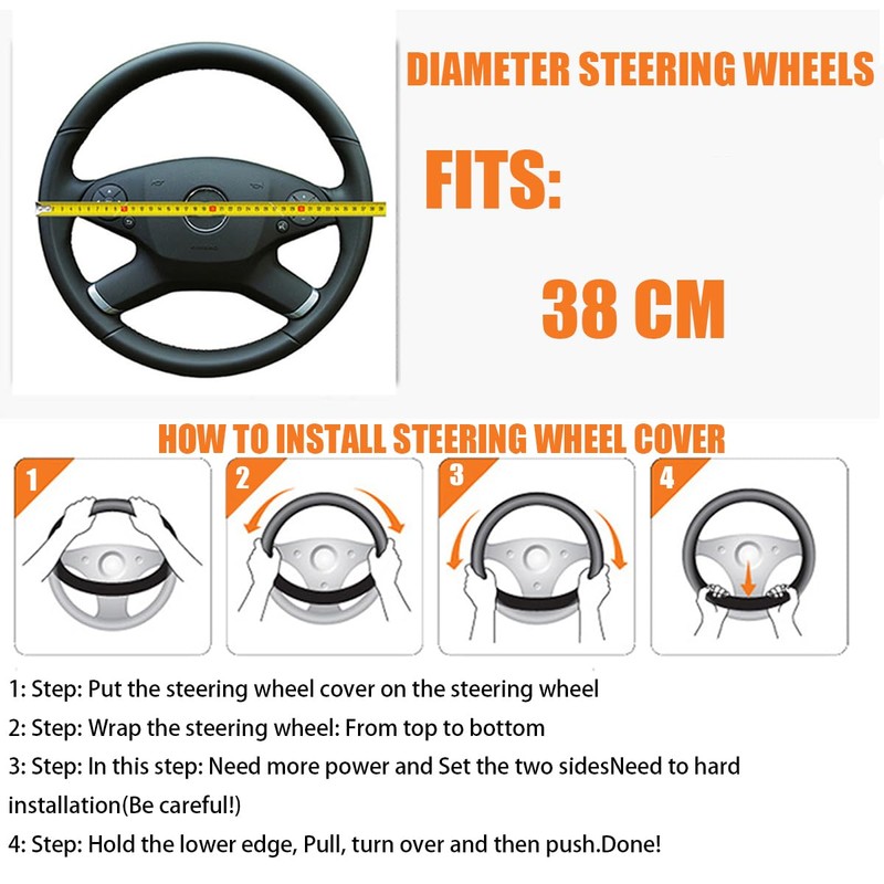 Adunsiaoto Breathable Steering Wheel Cover, Car Steering Wheel Protector, Heavy