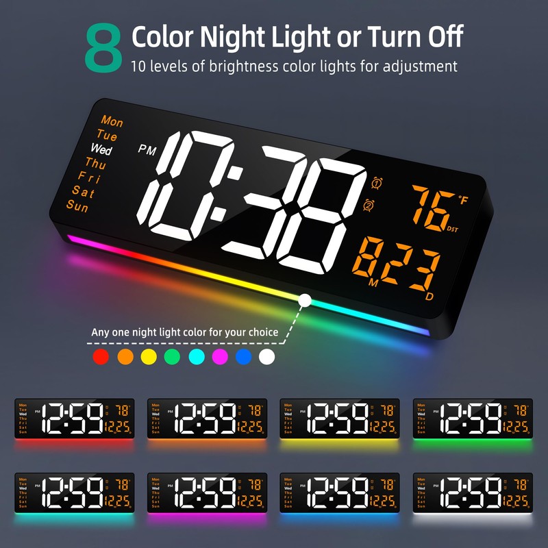 LEIKE 16" Large Digital Wall Clock Timer,Remote Control,2 Alarms, LED