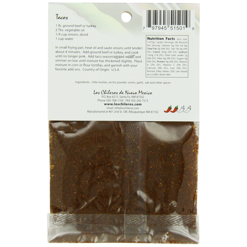 Los Chileros Taco and Burrito Mix, 1 Ounce (Pack of