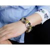 Falari Vintage Flower Bracelet Bangle Crystal Beads Hand-Painted Black BG401-GBK